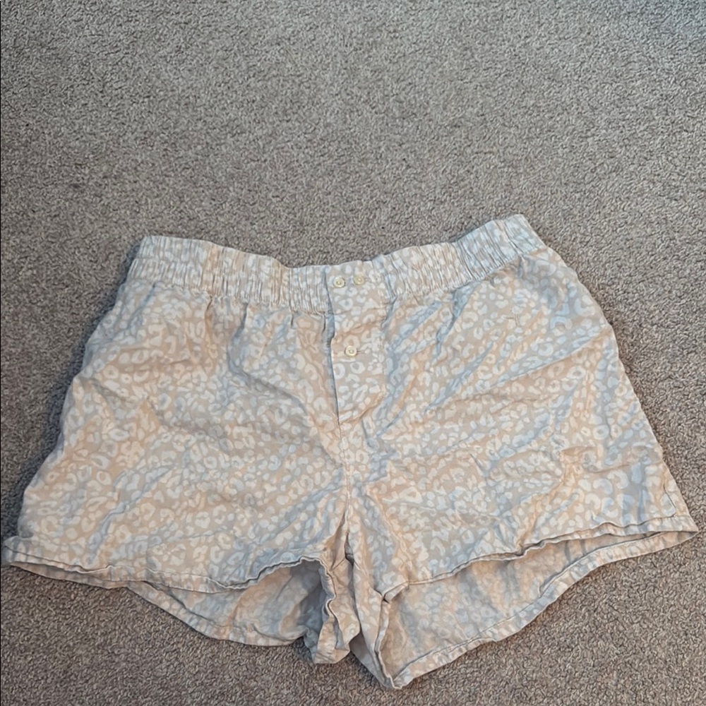 Women's Tan and White Leopard Print Shorts